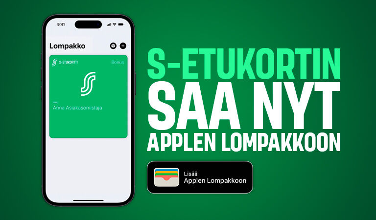 S-Etukortin saa nyt Applen lompakkoon